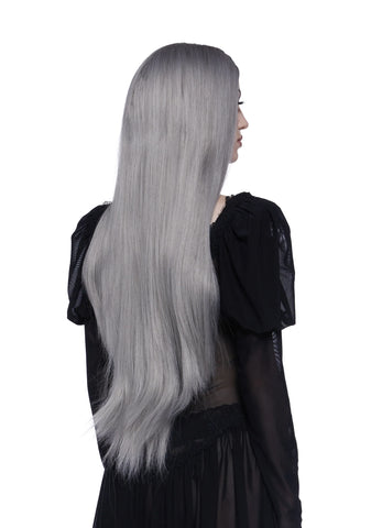 Straight Wig With Center Part - Gray
