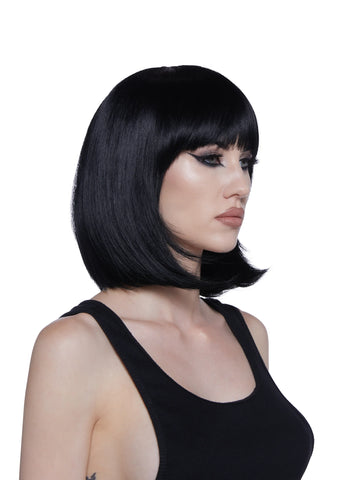 Short Bob Wig With Bangs - Black