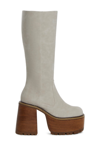 Vintage Soul Knee High Boots - Off White