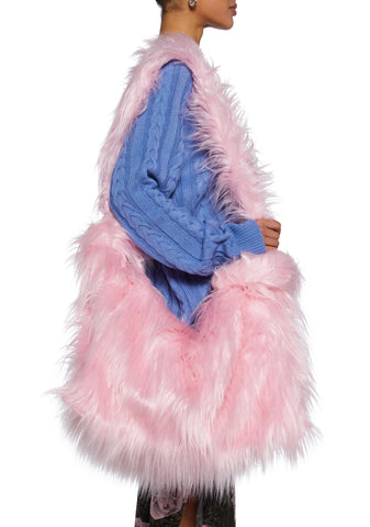 Case Of The Grumpies Fuzzy XXL Messenger Bag - Pink