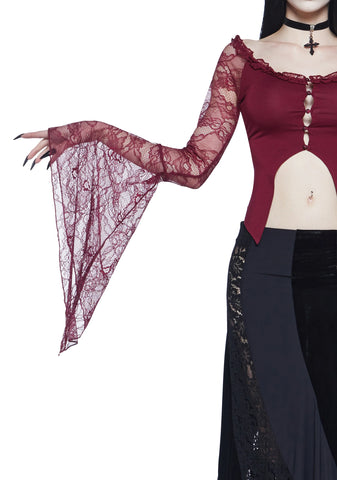 My Very Nature Long Sleeve Top - Dark Red