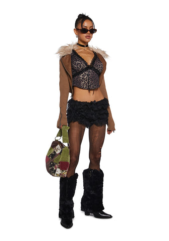 Queen Of Spring Lace Trim Top - Leopard