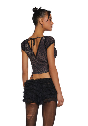 Queen Of Spring Lace Trim Top - Leopard