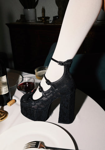 Smiling Melody Platform Heels - Black