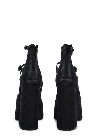 Smiling Melody Platform Heels - Black