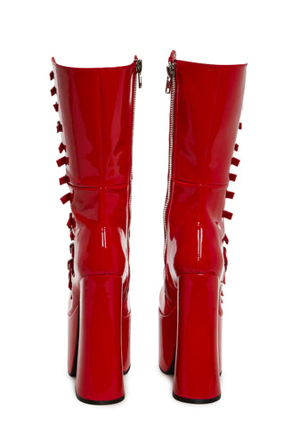 Hardcore Dazzle Platform Boots - Red