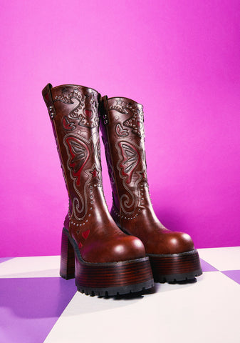 The Wild West Platform Boots - Brown