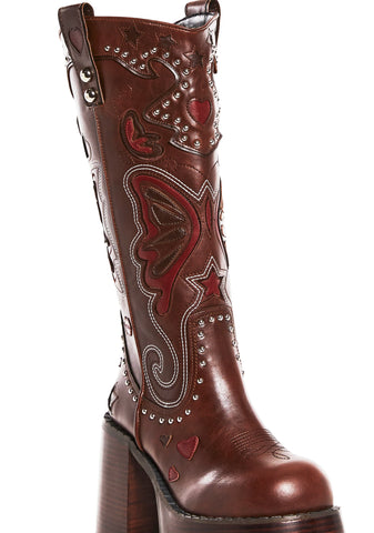 The Wild West Platform Boots - Brown