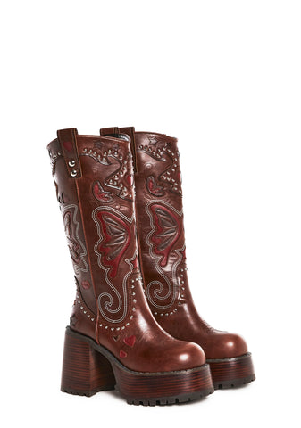 The Wild West Platform Boots - Brown
