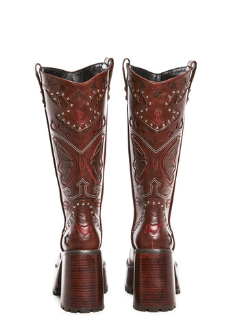 The Wild West Platform Boots - Brown