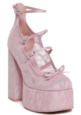 Smiling Melody Platform Heels - Pink