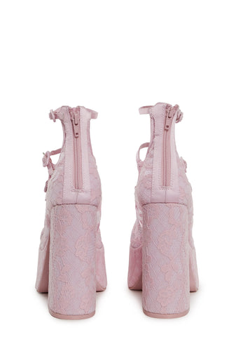 Smiling Melody Platform Heels - Pink