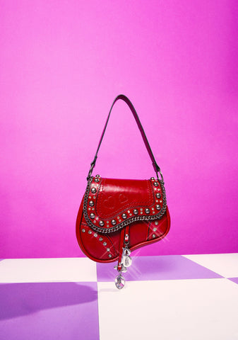 Livin' It Up Studded Saddle Bag - Red