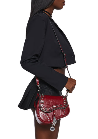 Livin' It Up Studded Saddle Bag - Red