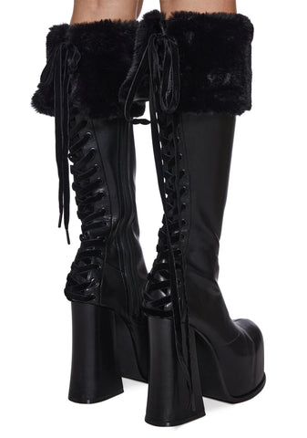 Sweetest Wishes Platform Boots - Black