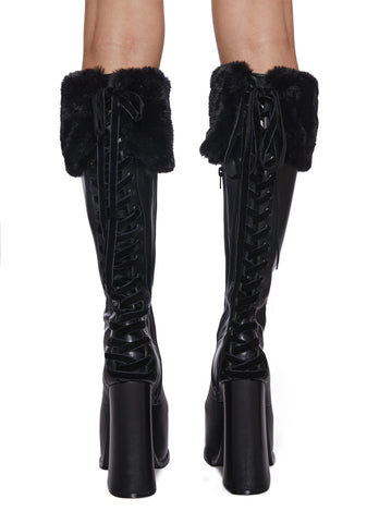 Sweetest Wishes Platform Boots - Black