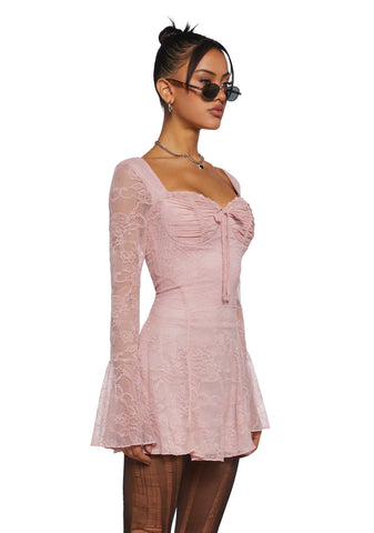 Aura Points Lace Mini Dress - Pink