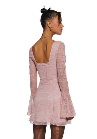 Aura Points Lace Mini Dress - Pink