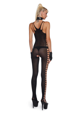 Lost In Lust Cut Out Body Stocking - Black