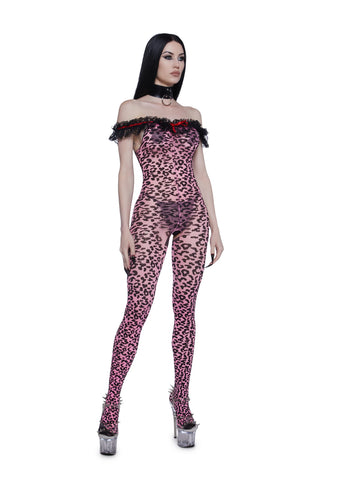 Animal Instincts Leopard Print Body Stocking