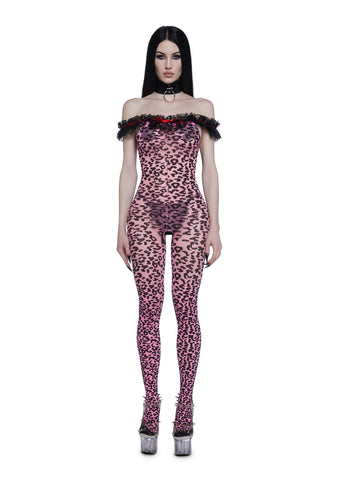 Animal Instincts Leopard Print Body Stocking