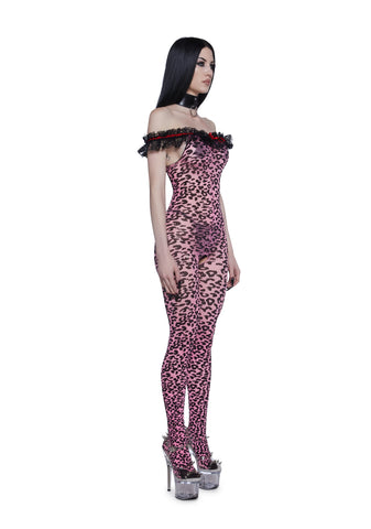Animal Instincts Leopard Print Body Stocking