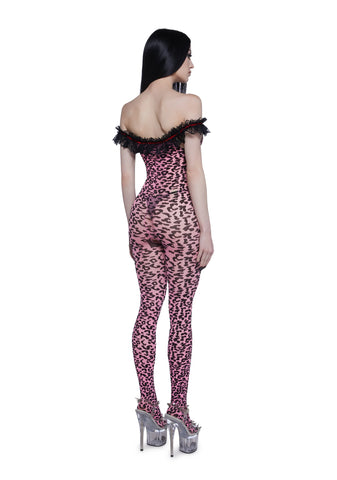 Animal Instincts Leopard Print Body Stocking