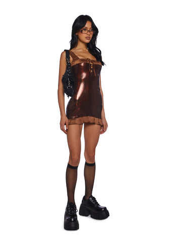 Calling Back Mini Dress - Brown
