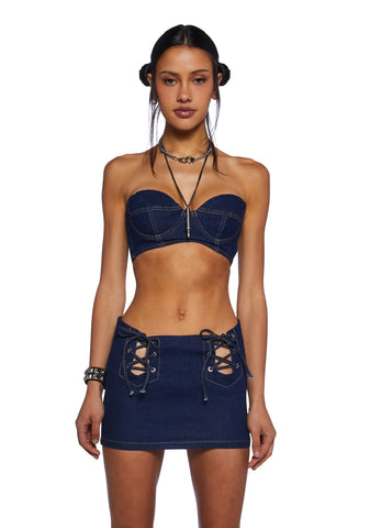 Bad Thoughts Denim Skirt Set