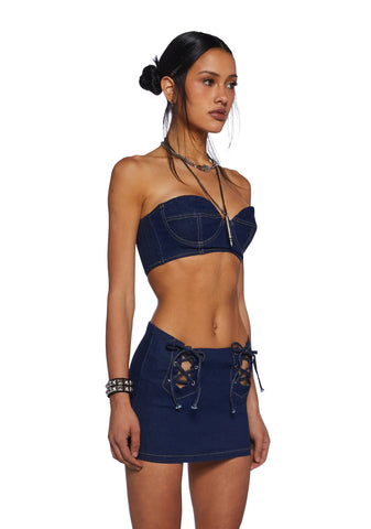 Bad Thoughts Denim Skirt Set