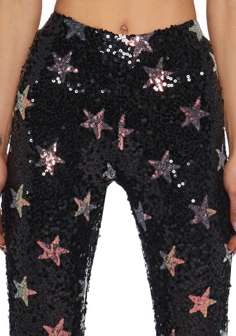 Celestial Groove Sequin Flare Pants