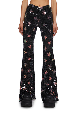 Celestial Groove Sequin Flare Pants