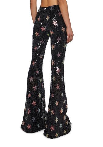 Celestial Groove Sequin Flare Pants