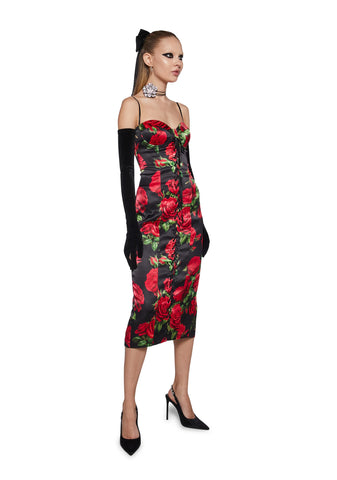 Romantic Getaway Midi Dress - Black