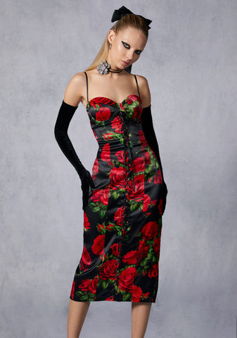 Romantic Getaway Midi Dress - Black