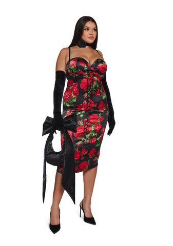 Romantic Getaway Midi Dress - Black