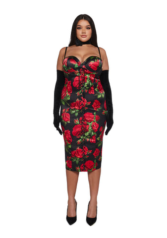 Romantic Getaway Midi Dress - Black