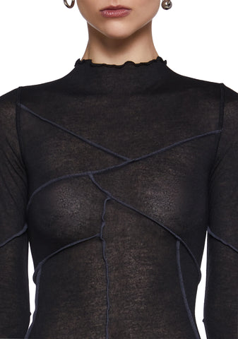 Warp Seamed Asymmetrical Mini Dress