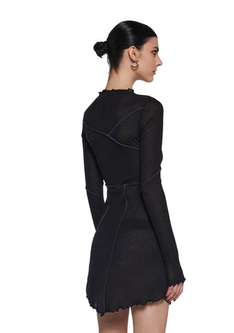 Warp Seamed Asymmetrical Mini Dress