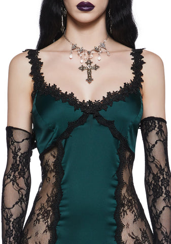 Night Surrender Maxi Slip Dress - Green