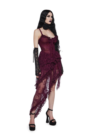 Seductive Silence Midi Dress - Dark Red