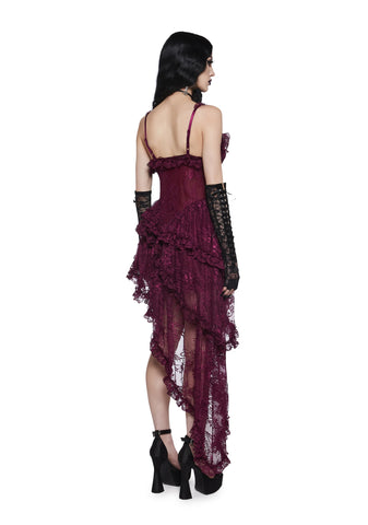 Seductive Silence Midi Dress - Dark Red