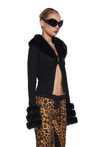 Touches Of Glam Faux Fur Cardigan