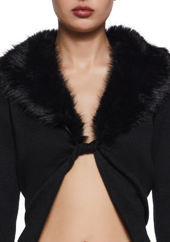 Touches Of Glam Faux Fur Cardigan