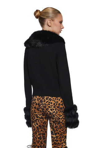 Touches Of Glam Faux Fur Cardigan