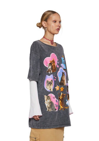 Cat Fan Oversized Tee