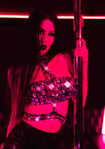 Lust Sparks Rhinestone Harness Top