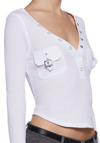 Brianna Long Sleeve Top - White