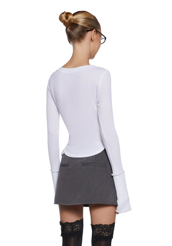 Brianna Long Sleeve Top - White