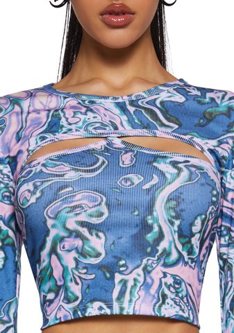 Techno Angel Long Sleeve Crop Top